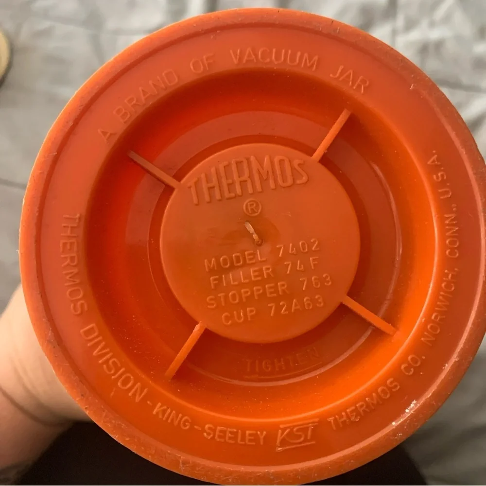Vintage 1970s Thermos Orange Food Storage Container with Handle